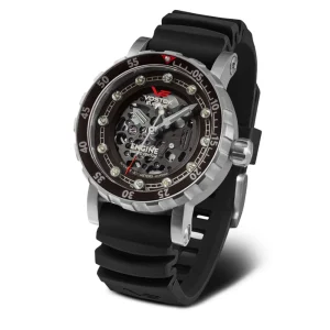 Vostok Europe Skeleton Dial Black Leather/Silicone Strap Men Watch NH72-571A646-SL