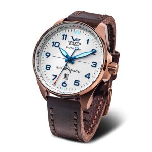 Vostok Europe Space Race Brown Leather Strap Men Watch YN55-325B664-L