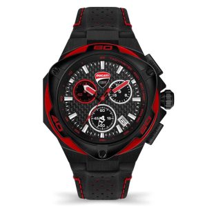 Ducati Corse Chronograph Black Dial Leather Strap Men Watch DTWGC2019004