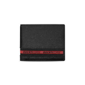 Ducati Wallet Corse Black Genuine Leather For Men DTLGW2201101