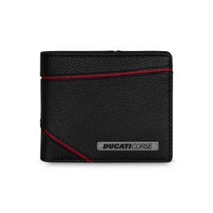 Ducati Wallet Corse Black Genuine Leather For Men DTLGW2200702
