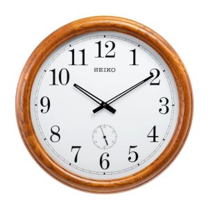 Seiko White Dial Brown Round Case Wall Clock QXA155B