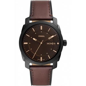 Fossil Machine Brown Dial Leather Strap Men Watch FS5901
