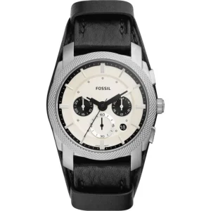 Fossil Machine Chronograph Black Leather Strap Men Watch FS5921P
