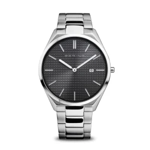 Bering Ultra Slim Black Dial Silver Stainless Steel Strap Men Watch 17240-702