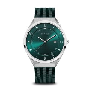 Bering Ultra Slim Green Dial & Milanese Strap Men Watch 18740-808