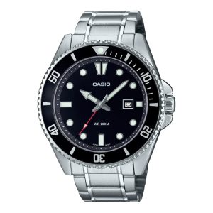 Casio General Black Dial Silver Stainless Steel Strap Men Watch MDV-107D-1A1VDF