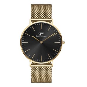 Daniel Wellington Black Dial Gold Milanese Strap Men Watch DW00100631 (40mm)