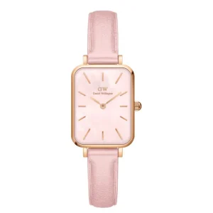 Daniel Wellington Quadro Cherry Blossom Pink Leather Strap Women Watch DW00100636