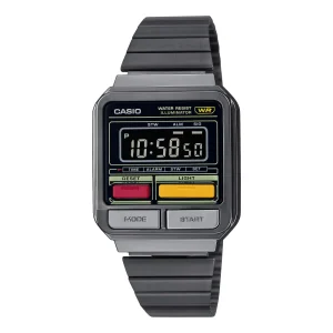 Casio General Digital Gunmetal Stainless Steel Strap Unisex Watch A120WEGG-1B-P