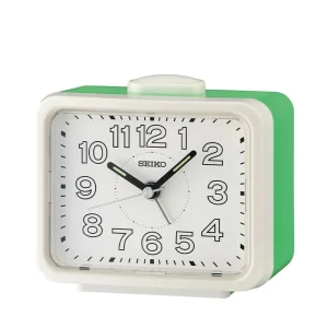 Seiko Alarm Clock White Dial Green Case QHK061W