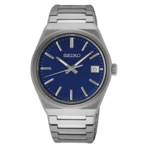 Seiko Blue Dial Silver Stainless Steel Strap Men Watch SUR555P1P