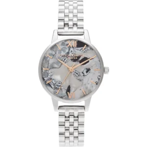 Olivia Burton Abstract Florals Dial Silver Stainless Steel Strap Women Watch OB16VM38
