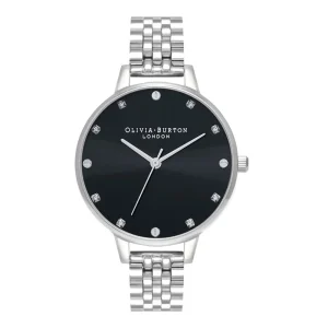 Olivia Burton Black Dial Silver Stainless Steel Strap Women Watch OB16SE20