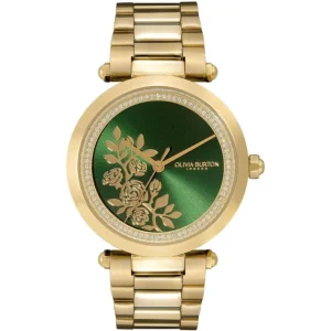 Olivia Burton Green Dial Gold Stainless Steel Strap Women Watch 24000043
