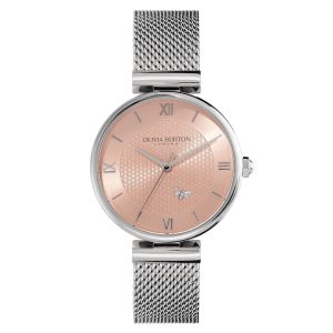 Olivia Burton Pink Dial Silver Milanese Strap Women Watch 24000095