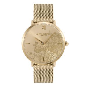 Olivia Burton Floral Blooms Gold Dial Milanese Strap Women Watch 24000114
