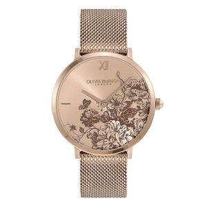 Olivia Burton Floral Blooms Ultra Slim Blush & Carnation Strap Women Watch 24000116