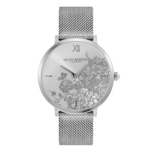 Olivia Burton Floral Blooms Silver Dial Milanese Strap Women Watch 24000115