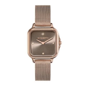Olivia Burton Classic Grosvenor & Carnation Gold Milanese Strap Women Watch 24000088