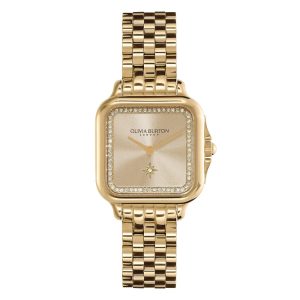 Olivia Burton Classic Grosvenor Gold Dial Stainless Steel Strap Women Watch 24000084