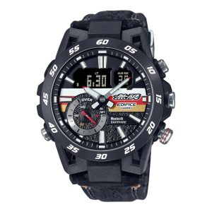 Casio Edifice Black Alcantara Material Band Men Watch ECB-40MU-1ADR