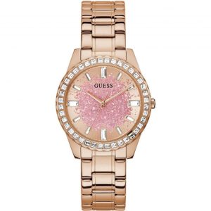 Guess Glitter Dial Rose Gold Stainless Steel Strap Women Watch GW0405L3