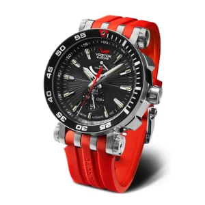 Vostok Europe Black Dial & Orange Silicone Strap Men Watch YN84-575A538-SS