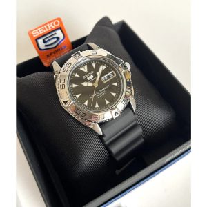 Seiko 5 Black Dial & Rubber Strap Men Watch SNZB33J2P