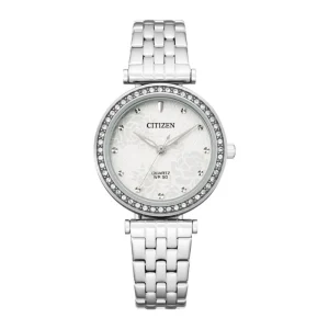 Citizen Quartz Analog White Dial Silver Stainless Steel Strap Women Watch ER0211-52A