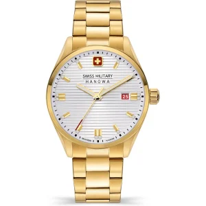 Swiss Military Hanowa Roadrunner White Dial Gold Stainless Steel Strap Men Watch SMWGH2200110