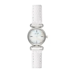 Beka & Bell Silver Dial White Leather Strap Women Watch BB016-B