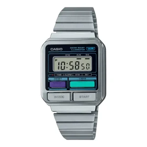 Casio General Digital Silver Stainless Steel Strap Unisex Watch A120WE-1A-P