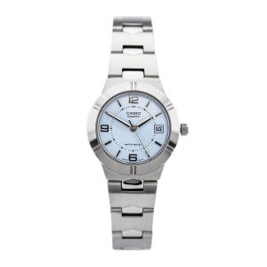 Casio General Blue Dial Silver Stainless Steel Strap Women Watch LTP-1241D-2ADF-P