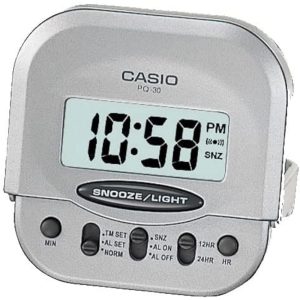 Casio Clock Silver Case Travel Alarm Clock PQ-30-8D-P