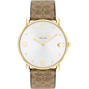 Coach New York Silver Dial Brown Leather Strap Women Watch 14504205
