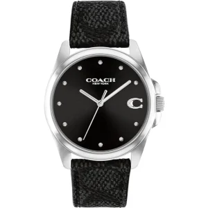 Coach New York Greyson Black Leather Strap Women Watch 14504112