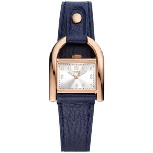 Fossil Harwell Silver Dial And Blue Leather Strap Women Watch ES5266P