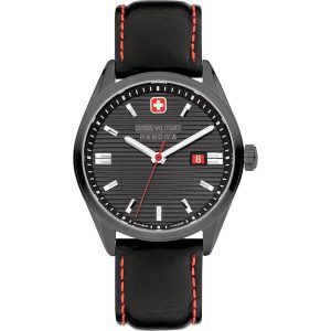 Swiss Military Hanowa Roadrunner Black Dial And Leather Strap Men Watch SMWGB2200140