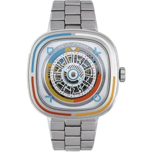 Sevenfriday Automatic Skeleton Dial Silver Stainless Steel Strap Men Watch SF-T1/08