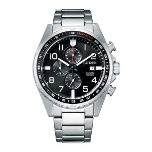 Citizen Chronograph Black Dial Silver Stainless Steel Strap Men Watch AN3650-51E