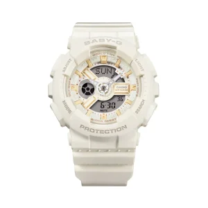 Casio Baby-G Digital-Analogue White Resin Strap Women Watch BA-110XSW-7ADR-P