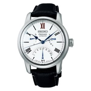 Seiko Presage White Dial Black Leather Strap Men Watch SPB393J1