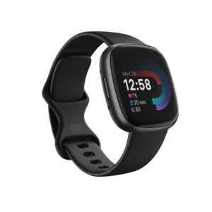 Fitbit Versa 4 Black Dial Silicone Strap Smartwatch Unisex Watch FB523BKBK-FRCJK