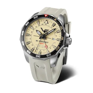 Vostok Europe GMT N-1 Rocket Khaki Silicone Strap Men Watch NH34-225A713-S