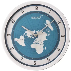Seiko Clock Blue Dial Silver Case Wall Clock QXA814S
