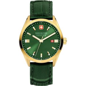 Swiss Military Hanowa Roadrunner Green Dial & Leather Strap Men Watch SMWGB2200111
