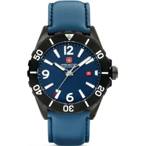Swiss Military Hanowa Carbon Peak Blue Dial & Leather Strap Men Watch SMWGB0000250
