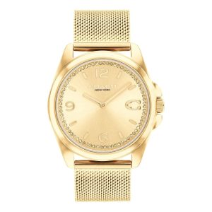 Coach New York Greyson Gold Dial Milanese Strap Women Watch 14504144