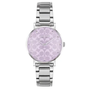 Coach New York Purple Dial Silver Stainless Steel Strap Women Watch 14000095